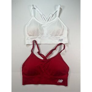 New Balance Strappy Sports Bra Bundle NWOT Red White Size Large Comfort Support